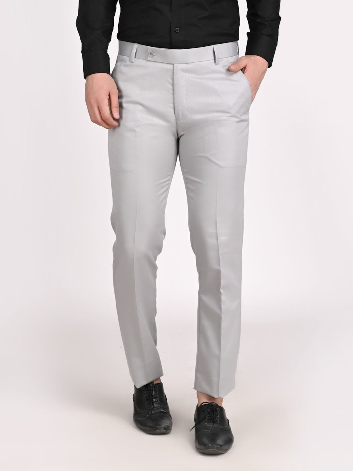 TAHVO Grey  Regular Fit Trousers