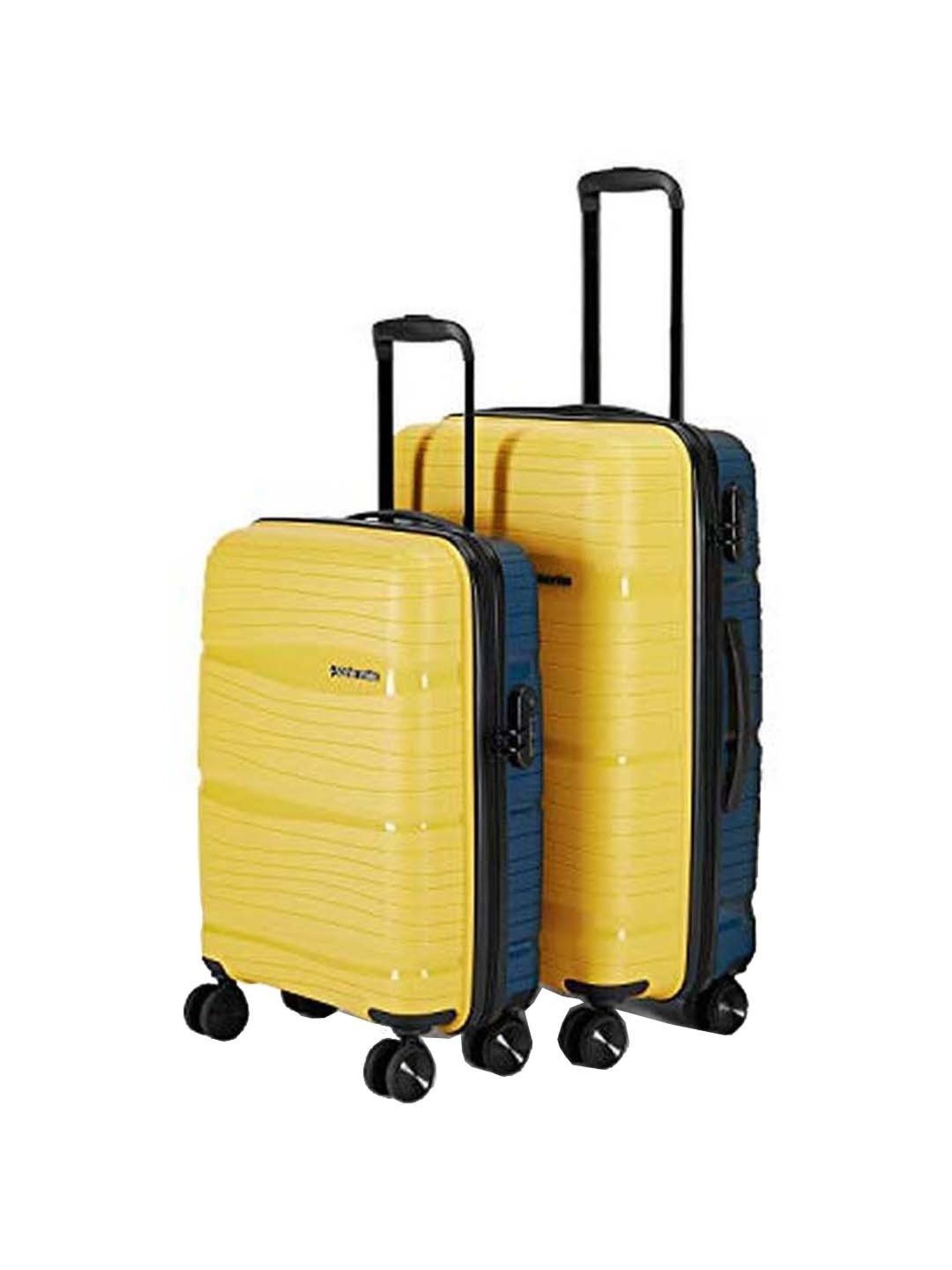 Nasher Miles Nicobar Hard-Sided Polypropylene Set of 2 Yellow and Navy Blue Trolley Bags(55&65cm)