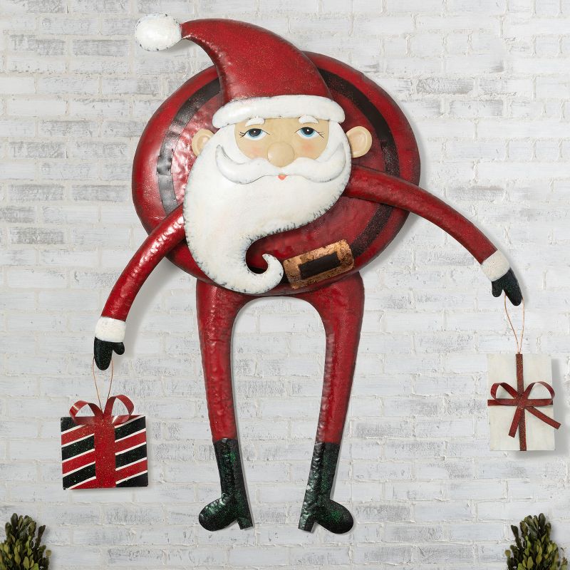 Sullivans Santa Iron Wall Decor 46.5"H Multicolored