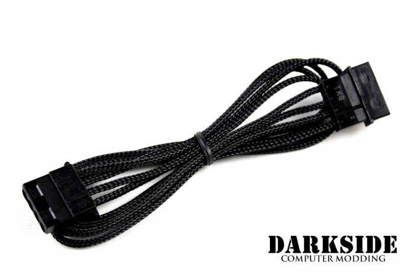Darkside 4-Pin MOLEX 12" (30cm) HSL Single Braid Extension Cable - Jet Black (DS-0076)
