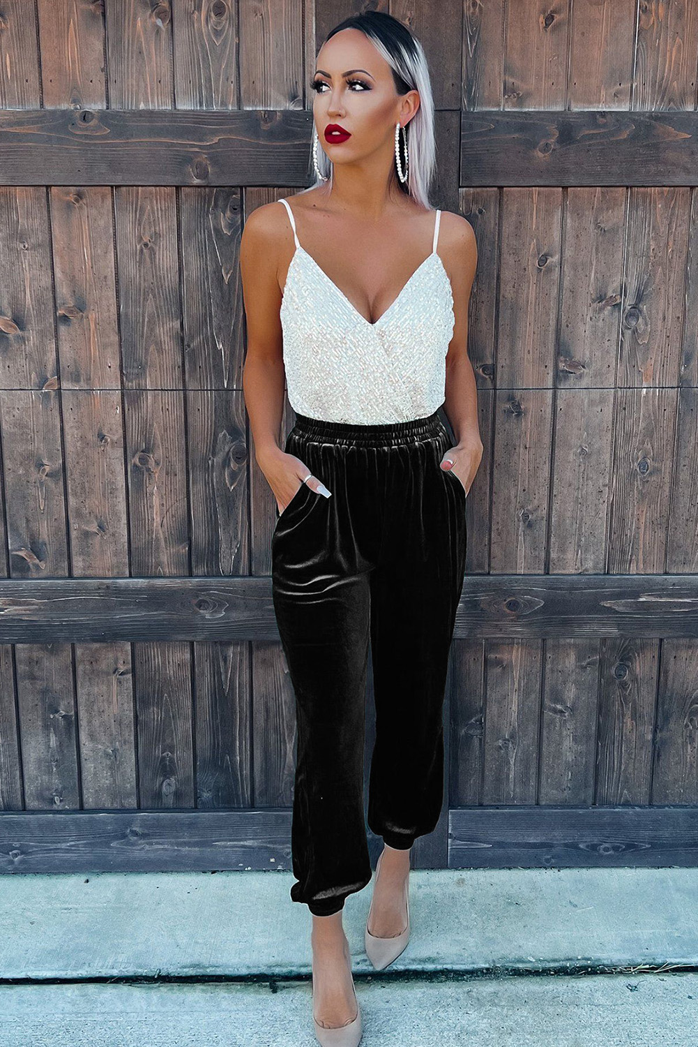 Karen Kane Cropped Wide Leg Linen Blend Striped Pants