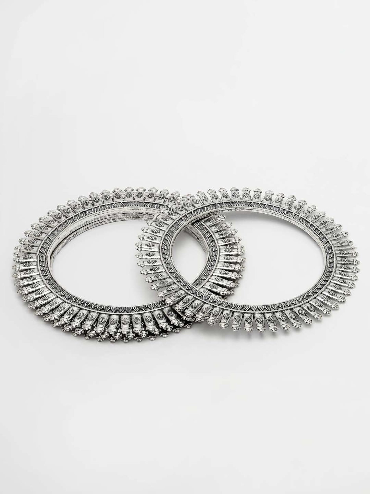 NVR Silver-Plated German Silver Oxidized Bangles for Women - Set of 4