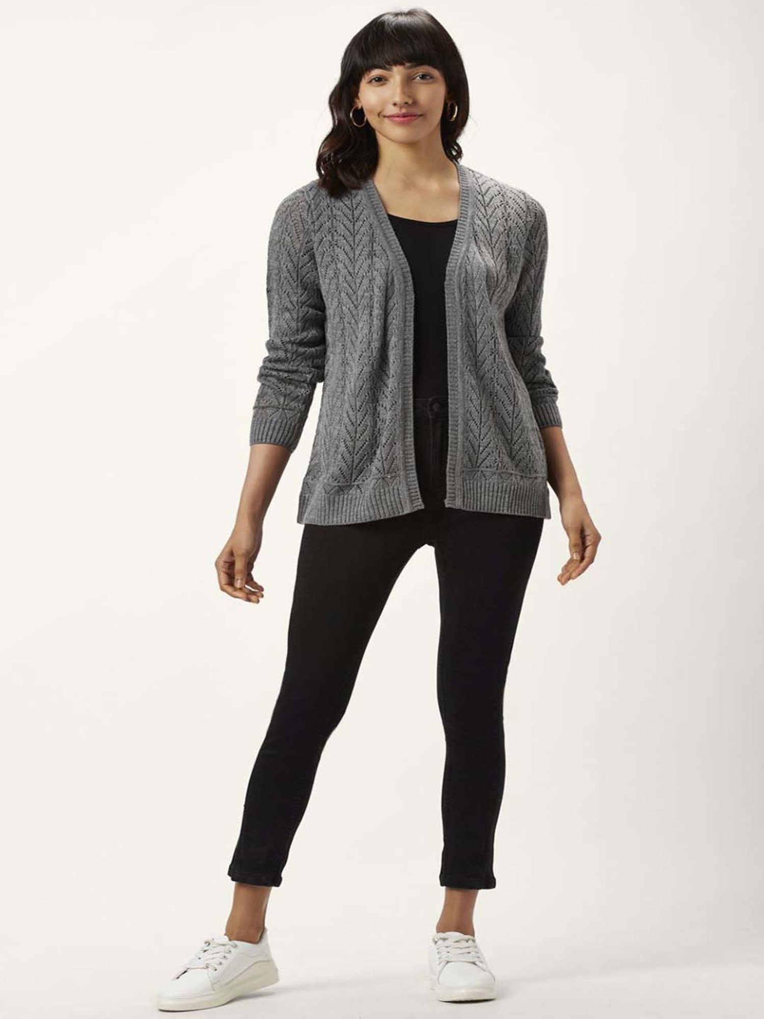 Honey by Pantaloons Grey Self Pattern Shrugs