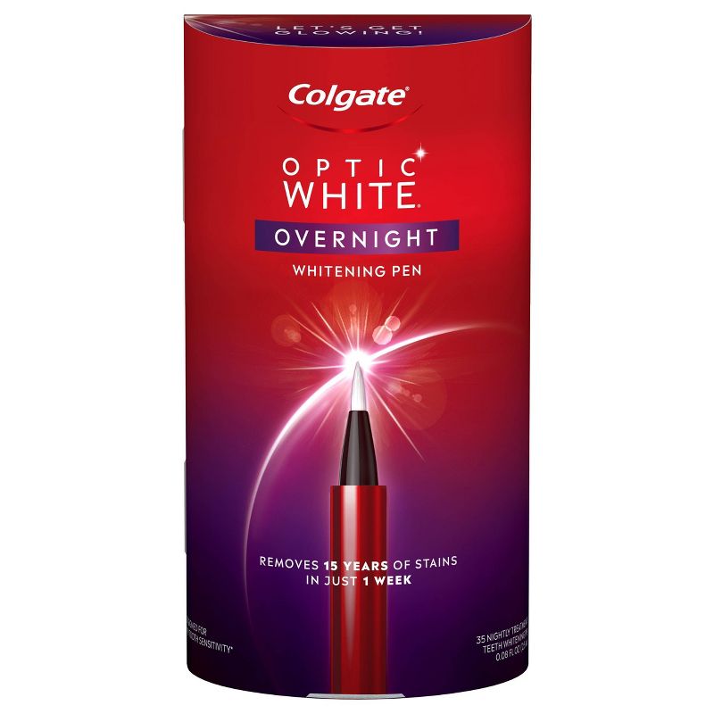 Colgate Optic White Overnight Teeth Whitening Pen with 3% Hydrogen Peroxide Gel Treatment - 0.08 fl oz