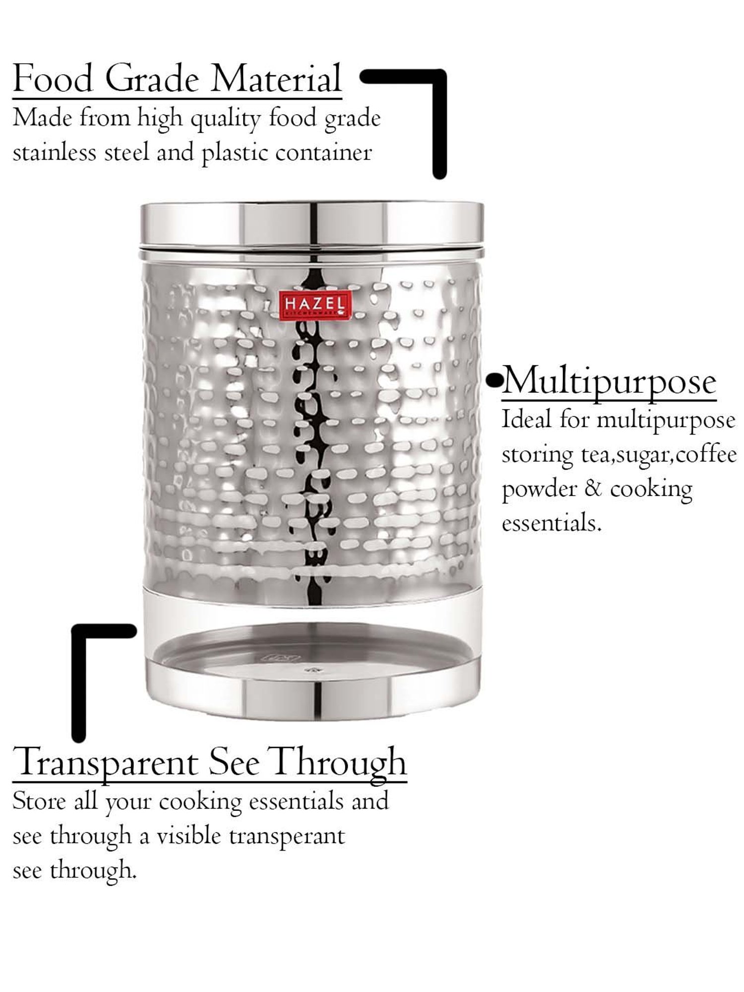 Aristo Silver Stainless Steel Storage Containers with Base Stand - Set of 7