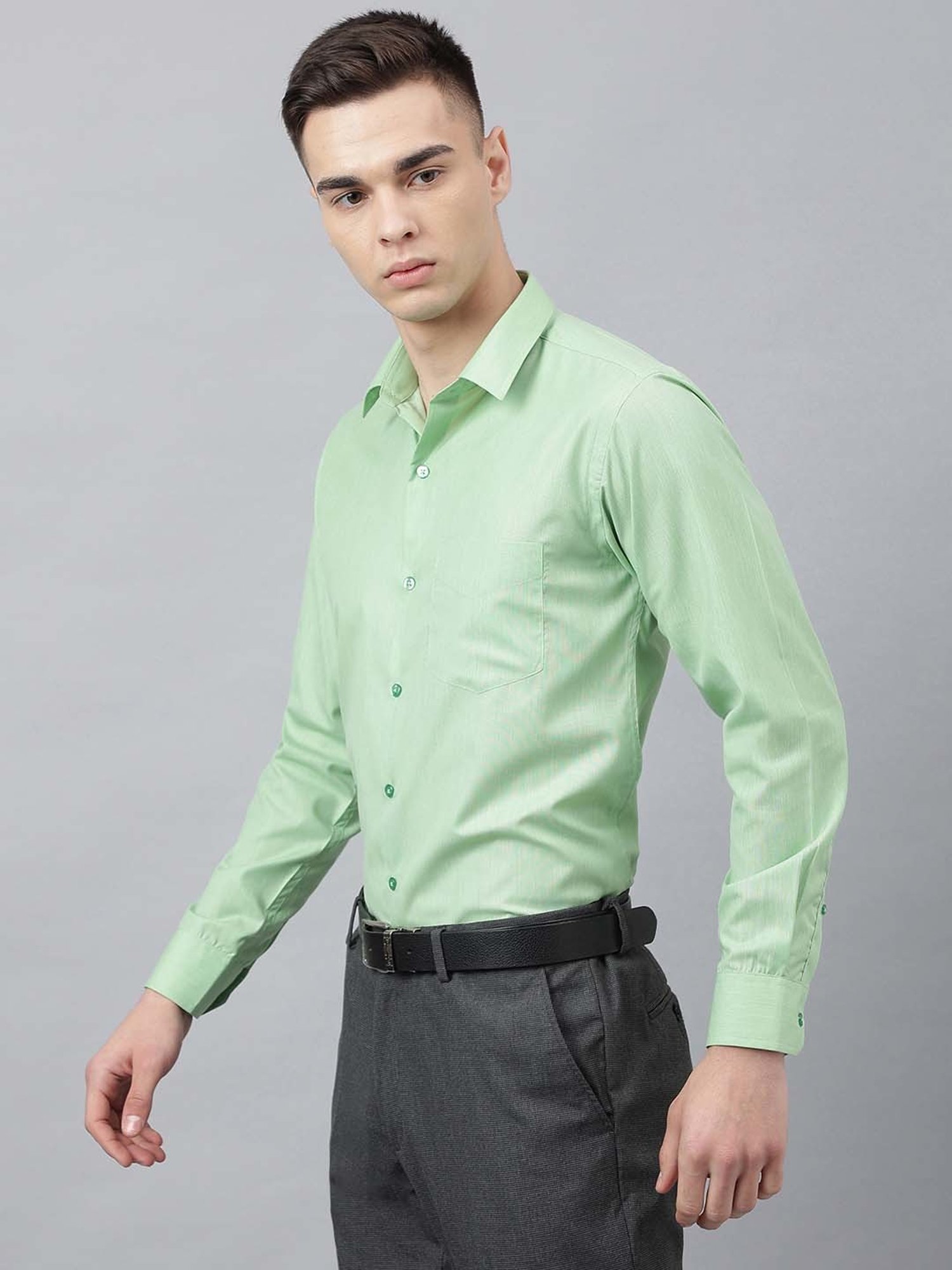 English Navy Green Slim Fit Shirt