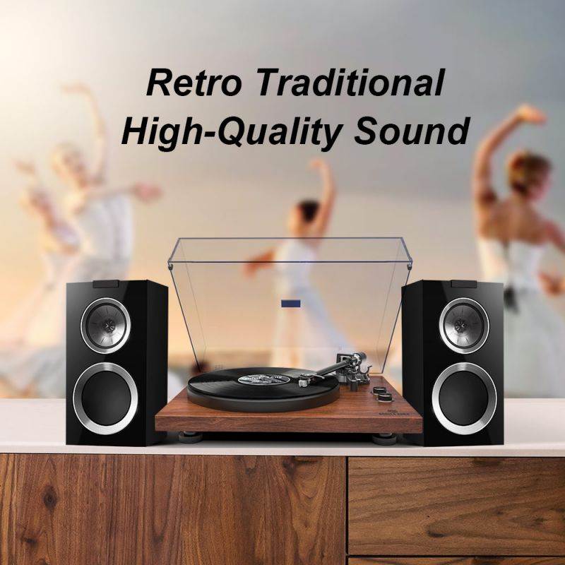 Record Player Stereo Turntable with Built-in 2-Speed Phono Preamp and Belt Drive