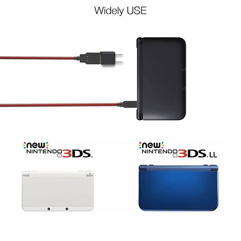 10FT 3ds Charger, High Speed Premium USB Charging Cable for Nintendo 2DS / 3DS / 3DS XL/DSi/DSi XL/New 2DSLL,Black Red