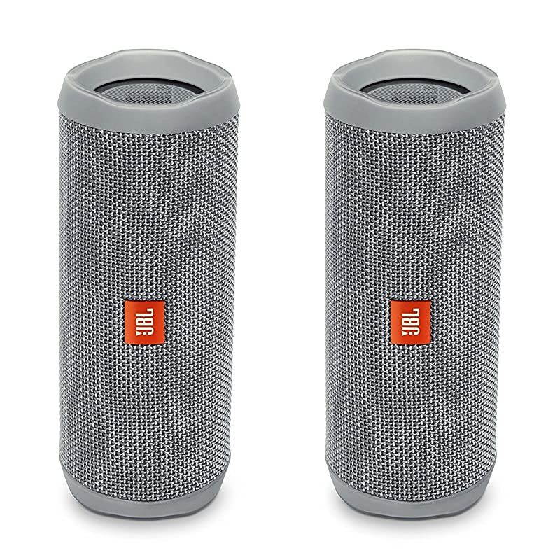 Flip 4 Waterproof Portable Wireless Bluetooth Speaker Bundle - (Pair) Gray