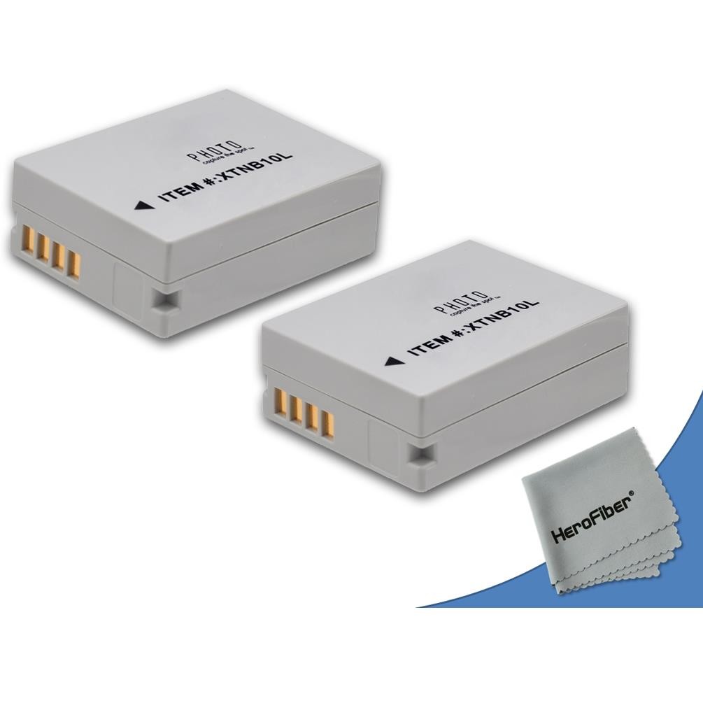 2 High Capacity Replacement Canon NB-10L Batteries for Canon PowerShot SX50 HS Digital Camera