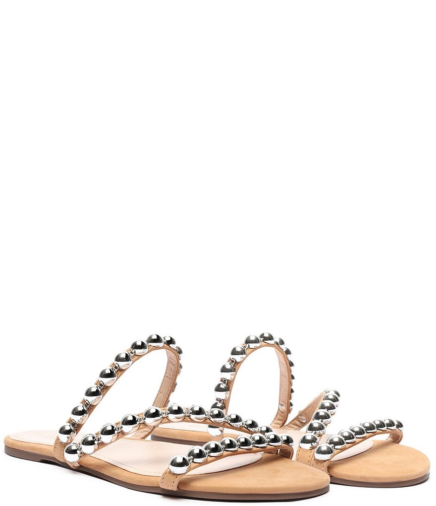 Schutz Aurelia Studded Suede Flat Slide Sandals