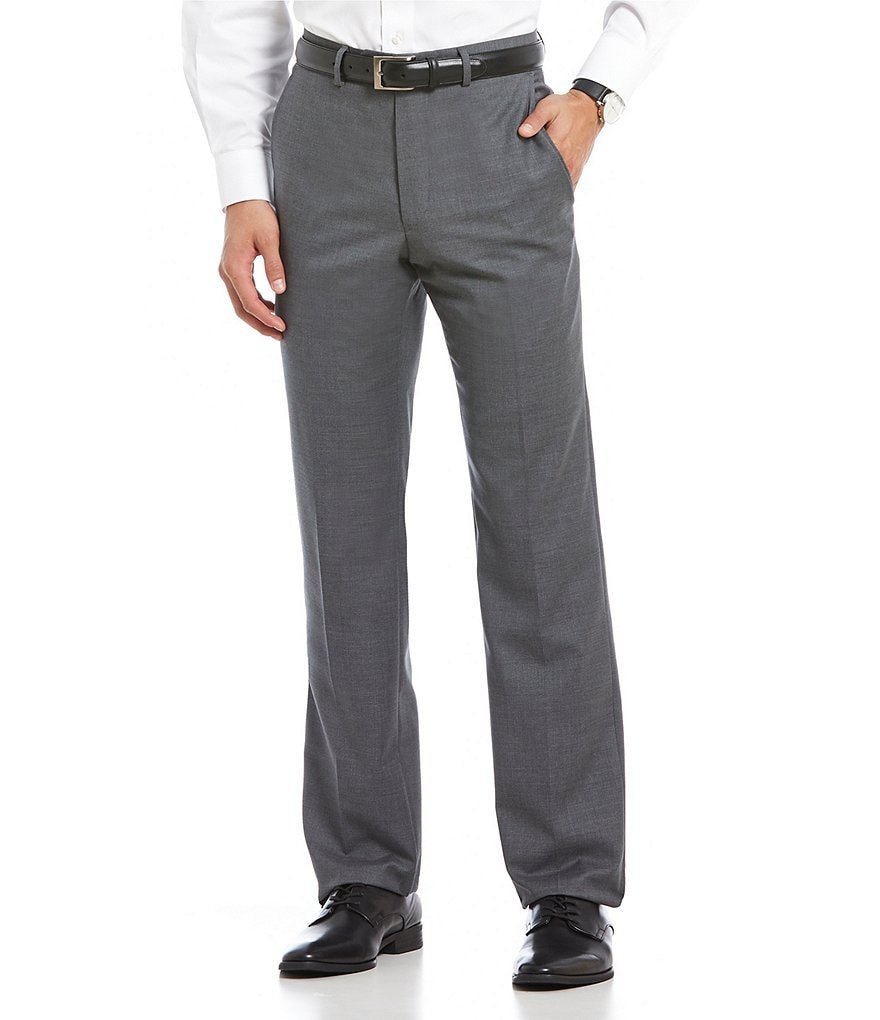 Santorelli Luxury Modern-Fit Flat Front Wool Dress Pants