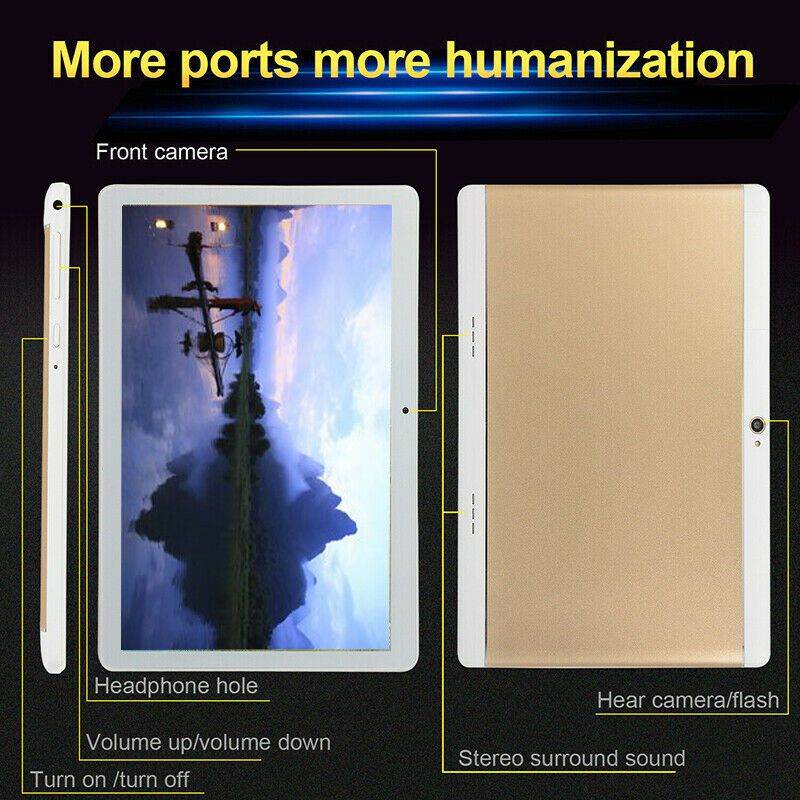 New 10.1" Tablet PC 4+64G HD Android 8.0 4G WIFI/WLAN Dual SIM Cam GPS 2020-rose gold