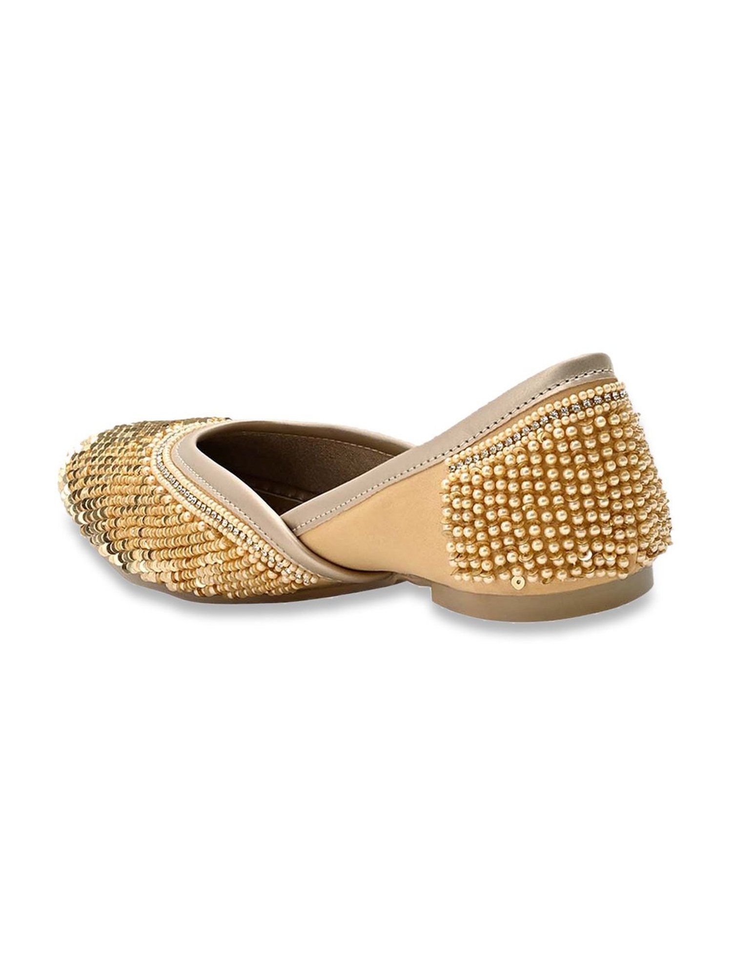 Jove Women's Gold Ethnic Juttis