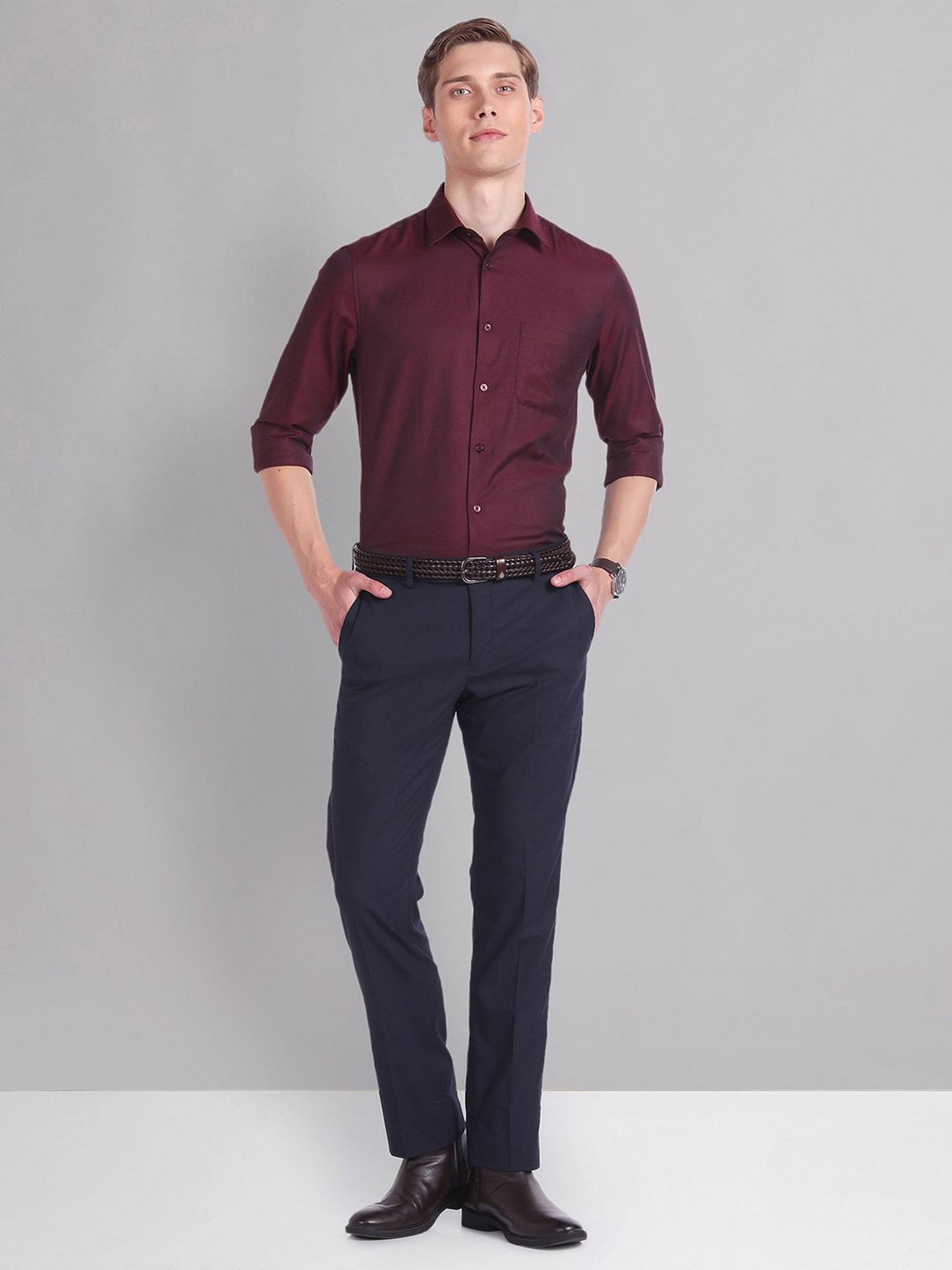 Arrow Sport Dark Green Cotton Slim Fit Shirt