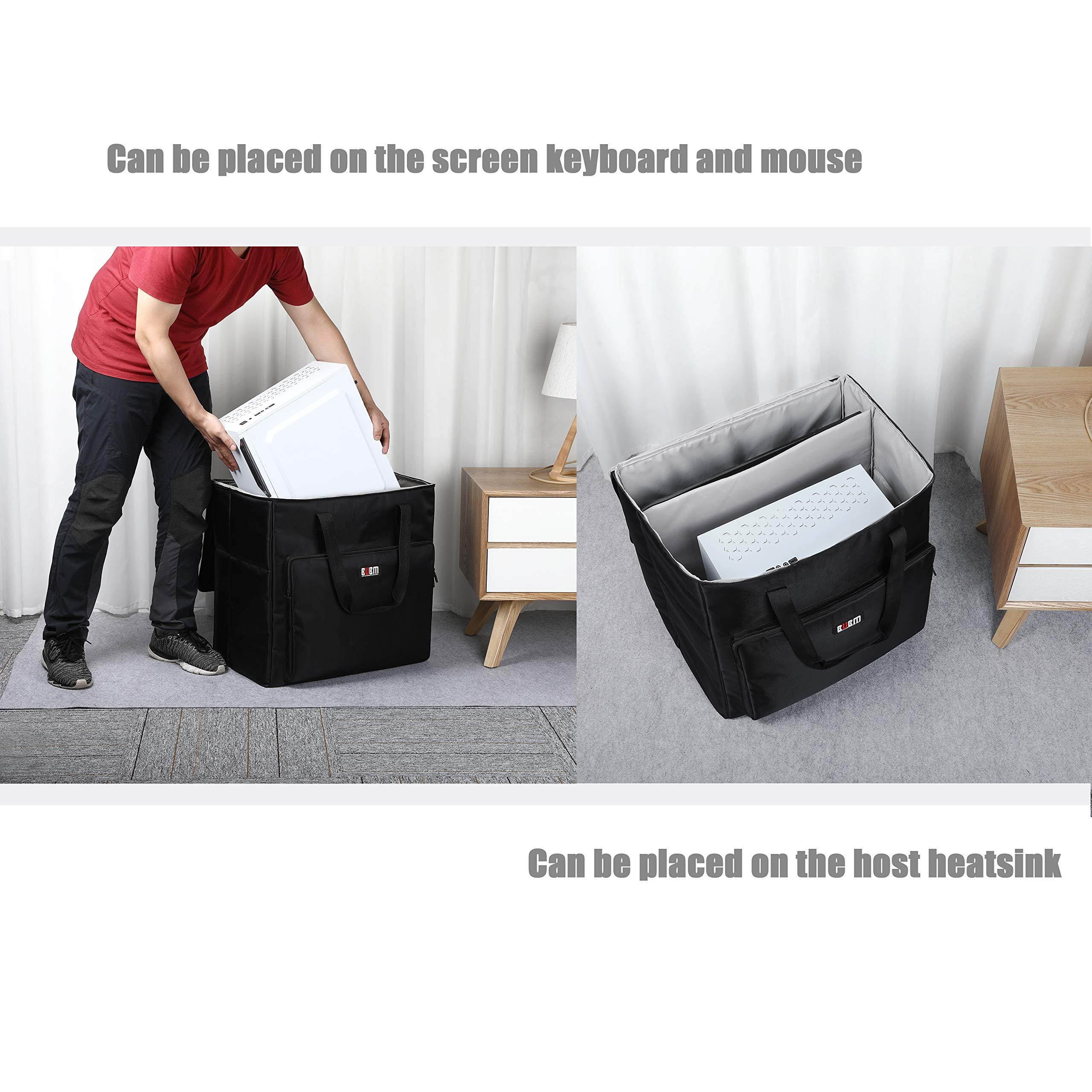 BUBM Desktop Gaming Computer PC Carrying Case Travel Storage Carrying Bag for Tower Case, Monitor(Up to 24 inch), Keyboard and Mouse-Black