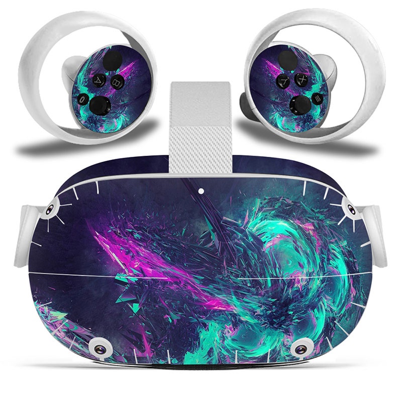 Amify Vinyl Skin Sticker for Oculus Quest 2 VR Headset Controller PVC Decals Cute Cartoon Wrap Cover for Oculus Quest 2 Accessories