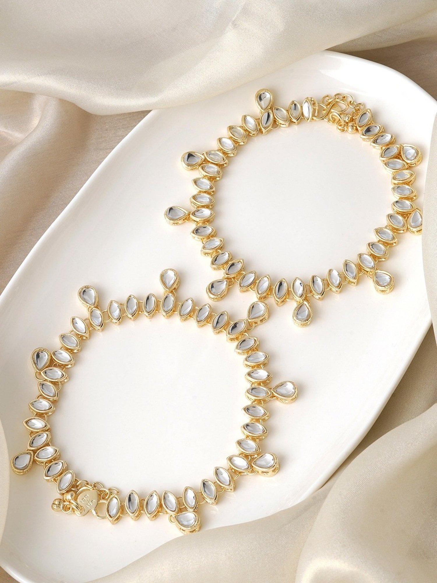 Teejh Haritha Mirror Gold Pair of Anklet