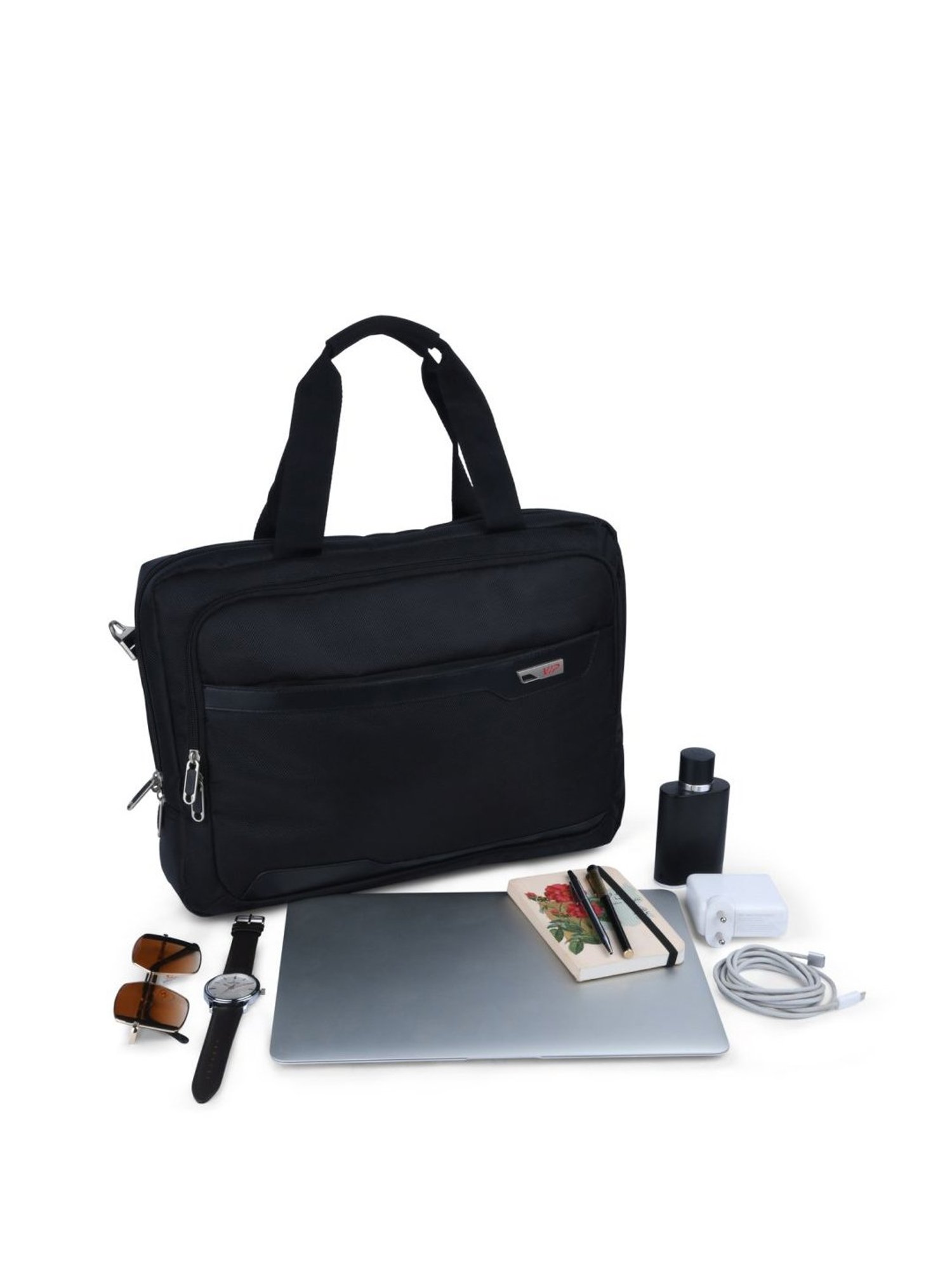 VIP Terminal Black Solid Polyester Laptop Messenger Bag