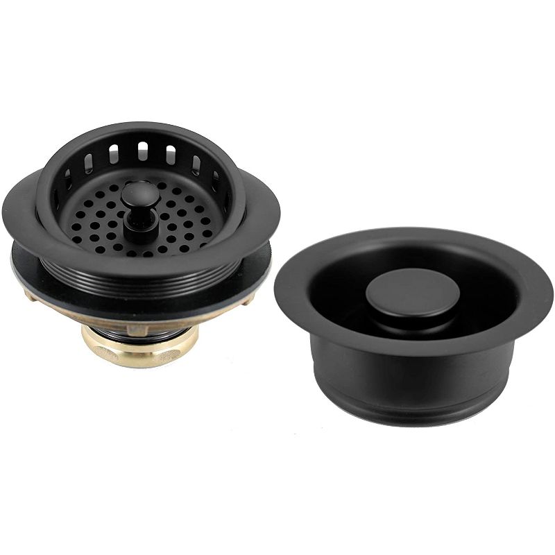 Westbrass 4 x D2165-62 Kitchen Garbage Waste Disposal Brass Sink Basket Strainer with Rubber Stopper for 3.5 Inch Drains, Matte Black (4 Pack)