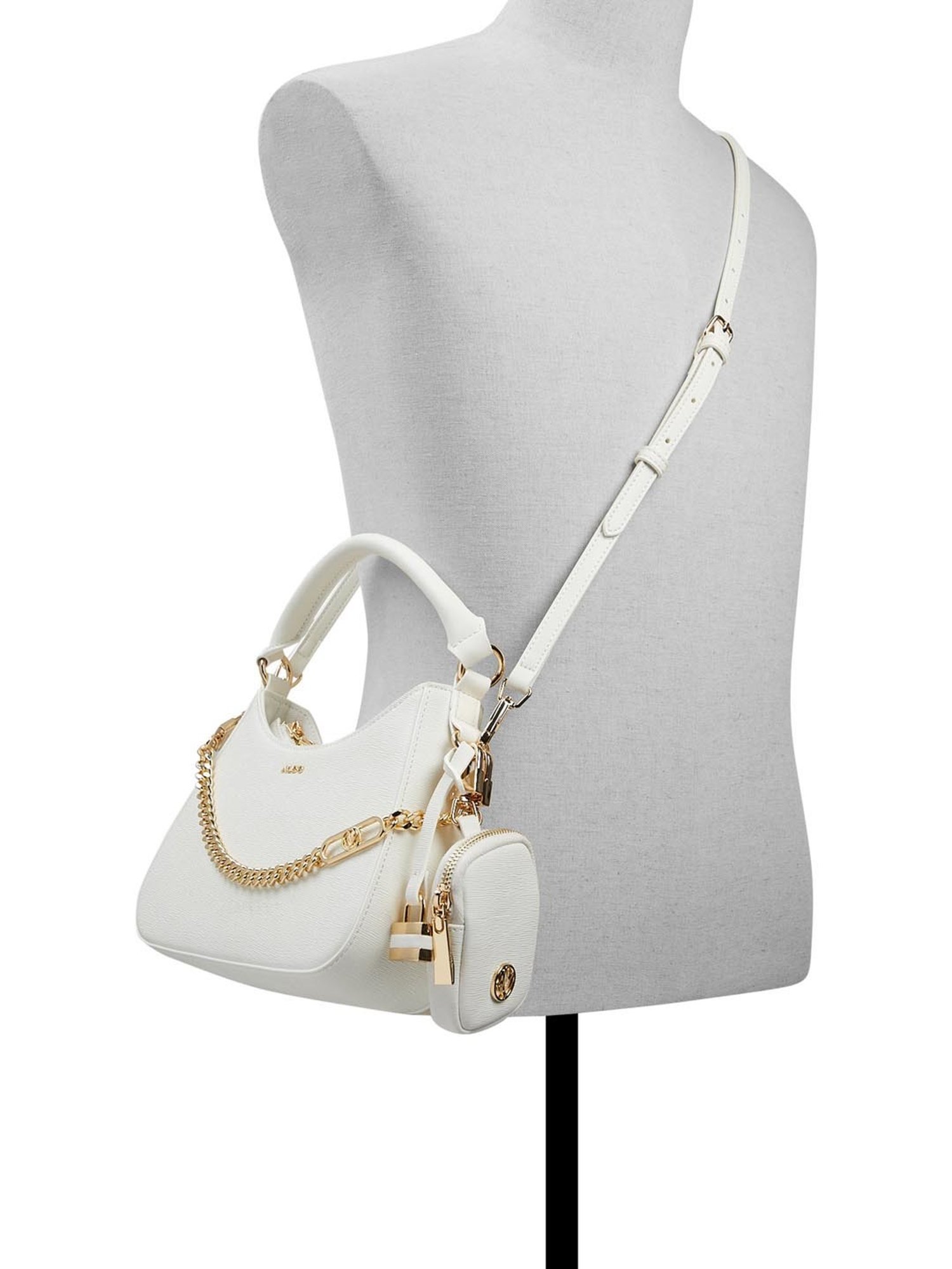 Aldo White Solid Small Handbag