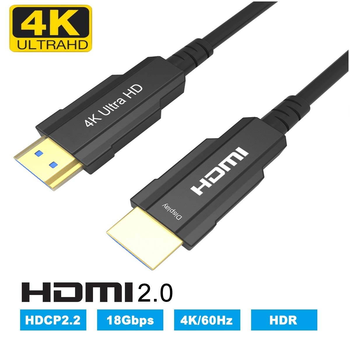 CableDeconn HDMI Fiber Optical 4Kx2K@60Hz Cable,Ultra HD High Speed 18Gbps,Compliant with HDMI 2.0 HDCP2.2 Slim Flexible HDMI Optical Cable (20 Meter)