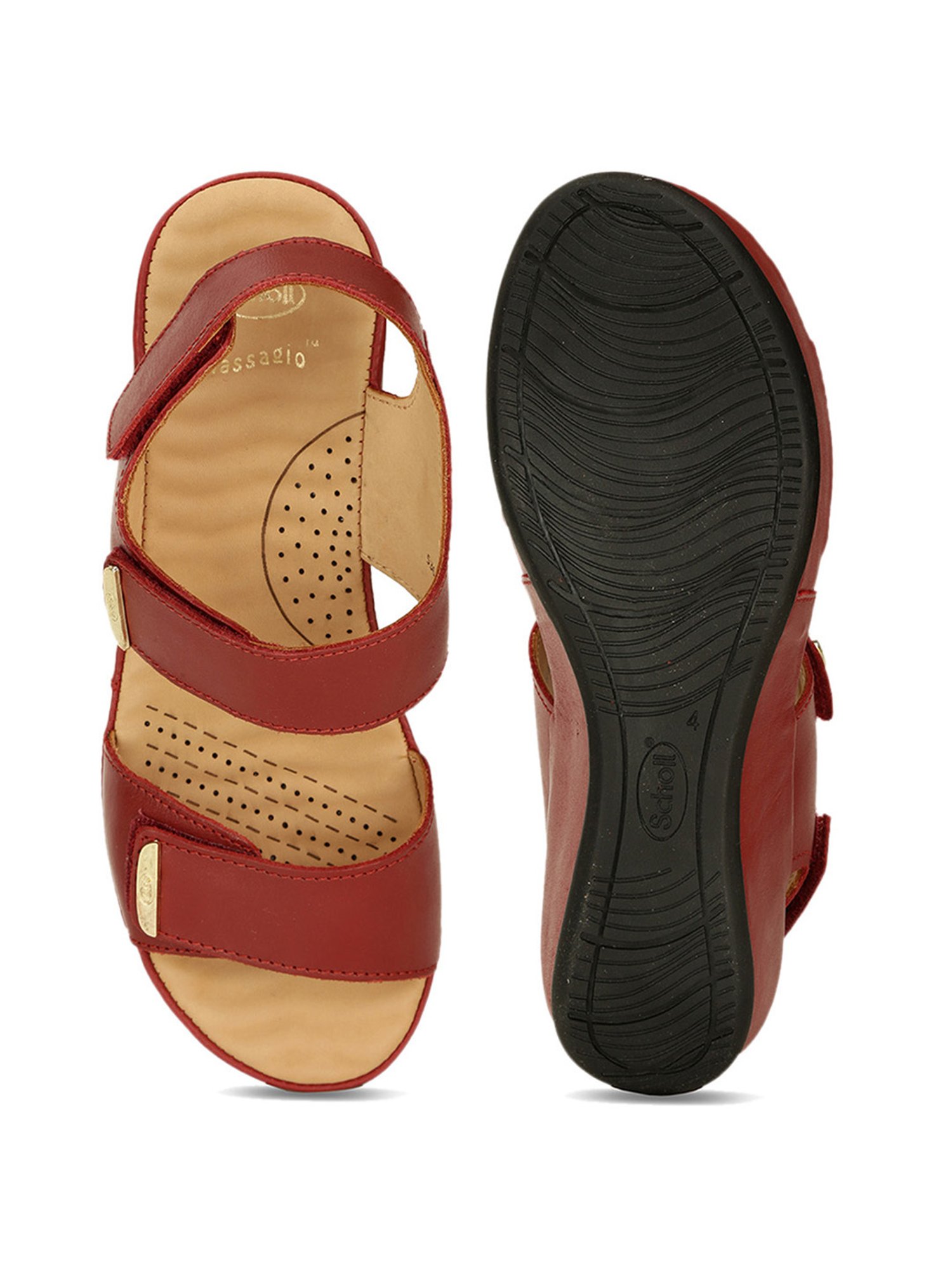 Scholl by Bata Women's Red Back Strap Wedges