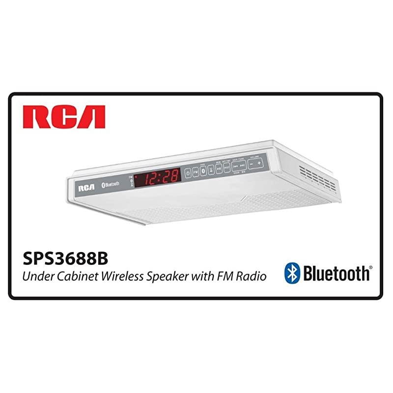 SPS3688B Under Cabinet Wireless Speaker with Bluetooth and FM Radio White