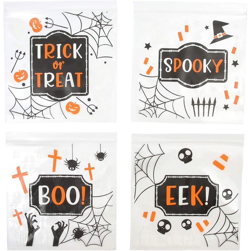 Spooky Central 120-Pack Halloween Treat Favor Bags, Resealable Candy Bag Small Gift Bags (6.5 x 7 in)