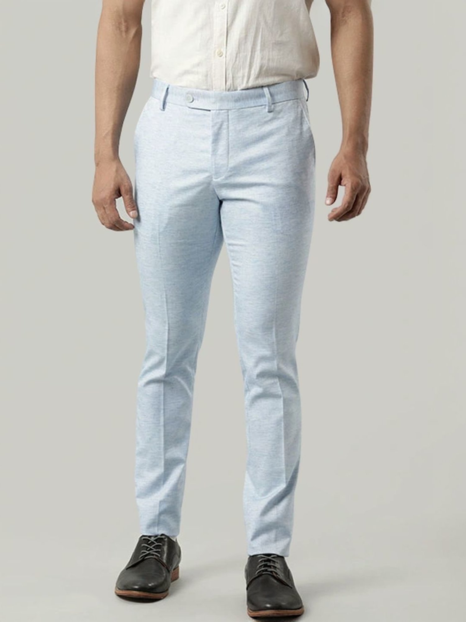 Indian Terrain Sky Tapered Fit Texture Trousers