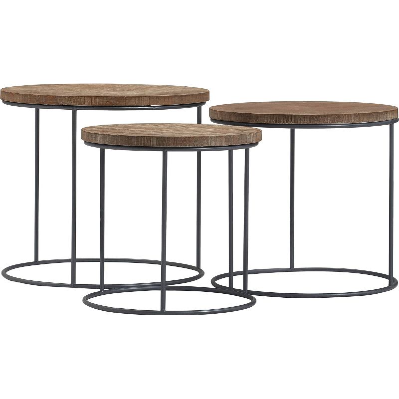 Set of 3 Berkshire Distressed Wood Nesting Side Tables Distressed Wood - Finch