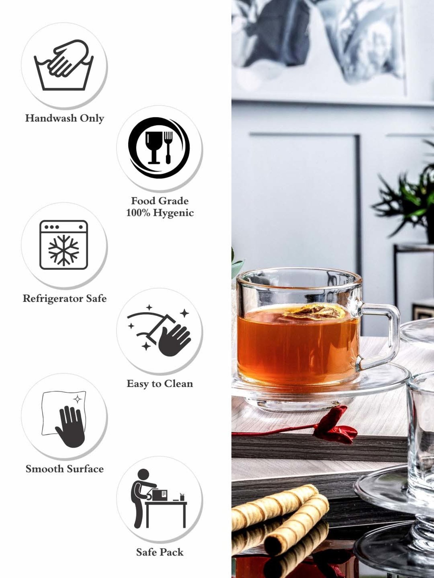 Roxx Transparent Glass 12-Piece Cup & Saucer Set