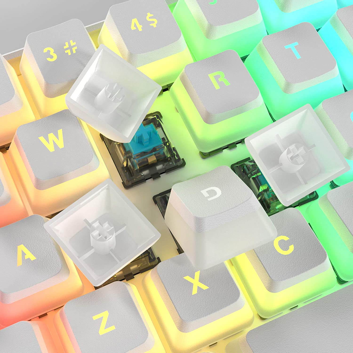DIERYA x KEMOVE PBT Double Shot Pudding Keycaps, 104 Keys Mechanical Keycaps Set - OEM Profile - Compatible with 60% TKL Full-Size Stand US Layout Mechanical Gaming Keyboard
