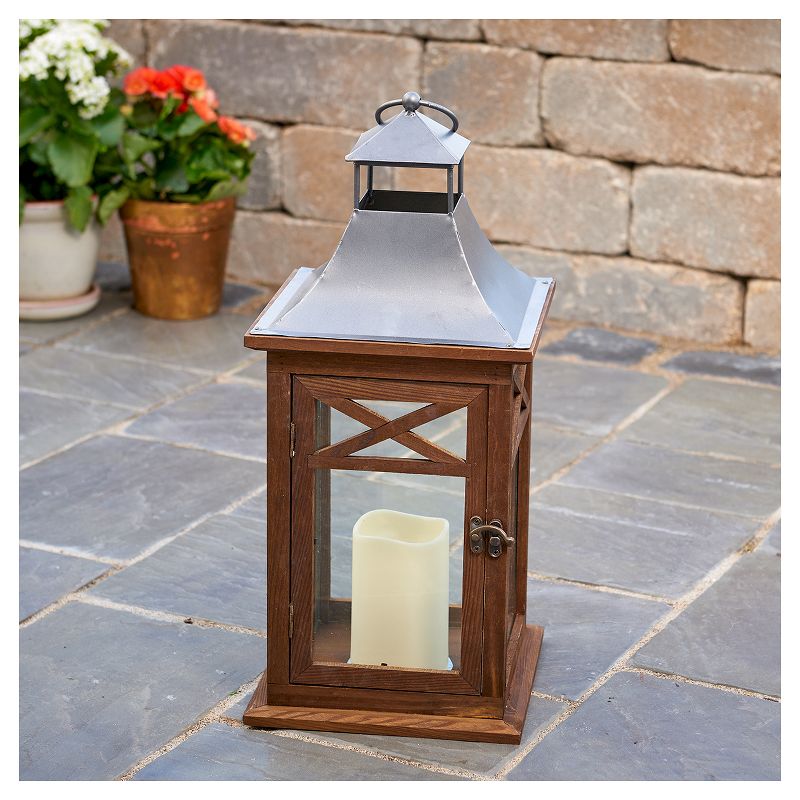 Smart Living Portland 17" LED Candle Outdoor Lantern - Dark Coffee