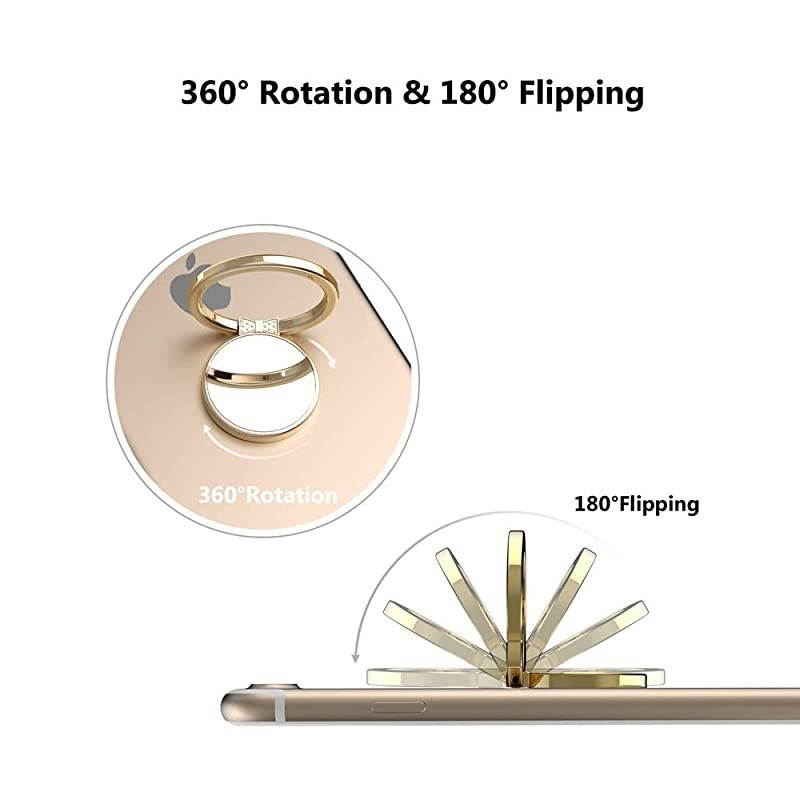 Mirror Finger Ring Holder  Cell Phone Ring Stand Holder 360&deg;Rotation Case Ring Grip Mount for iPhone 77 Plus Galaxy S8S8 Plus and Other Smartphones Gold