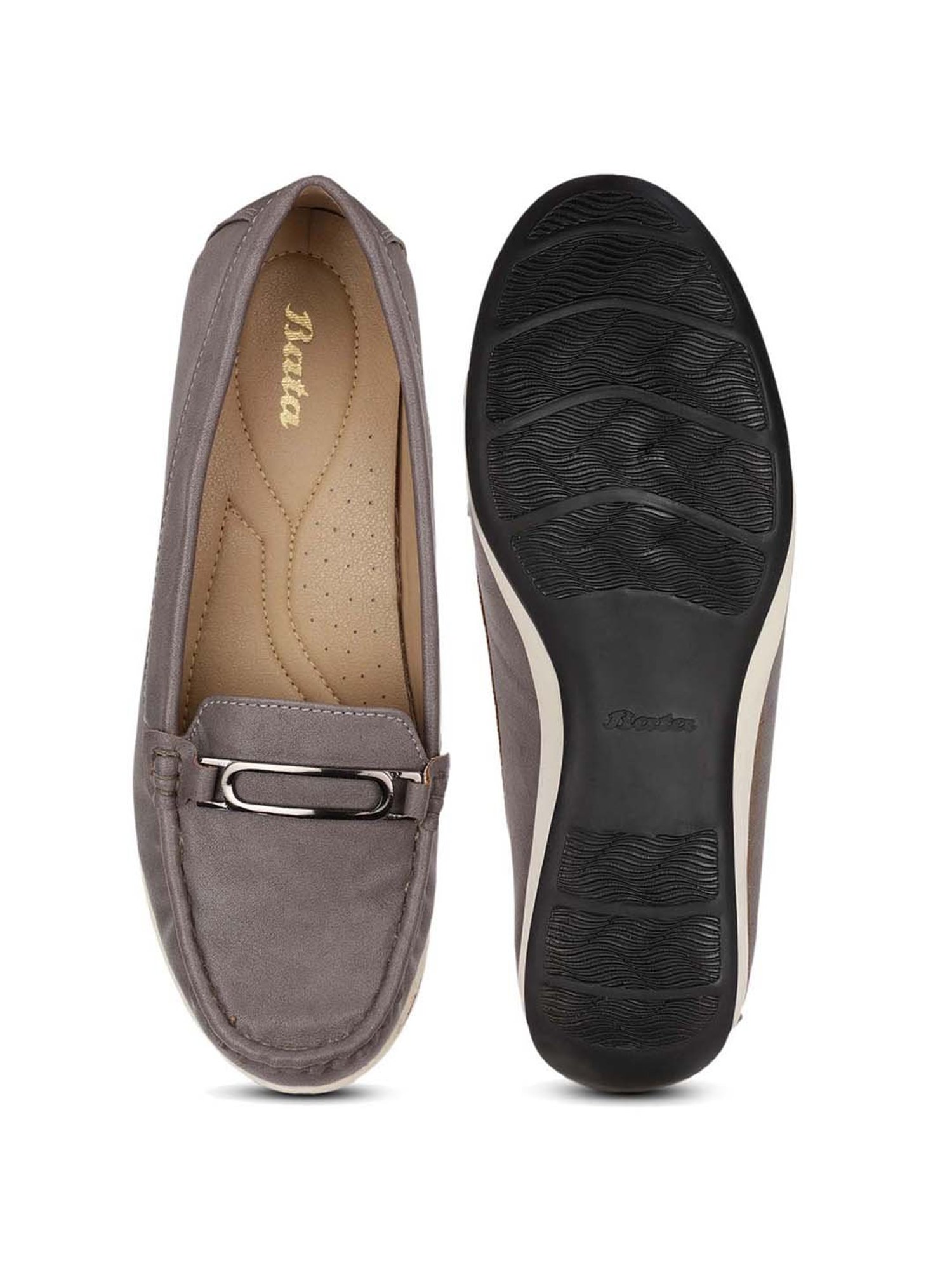 Bata Women's Grey Wedge Loafers