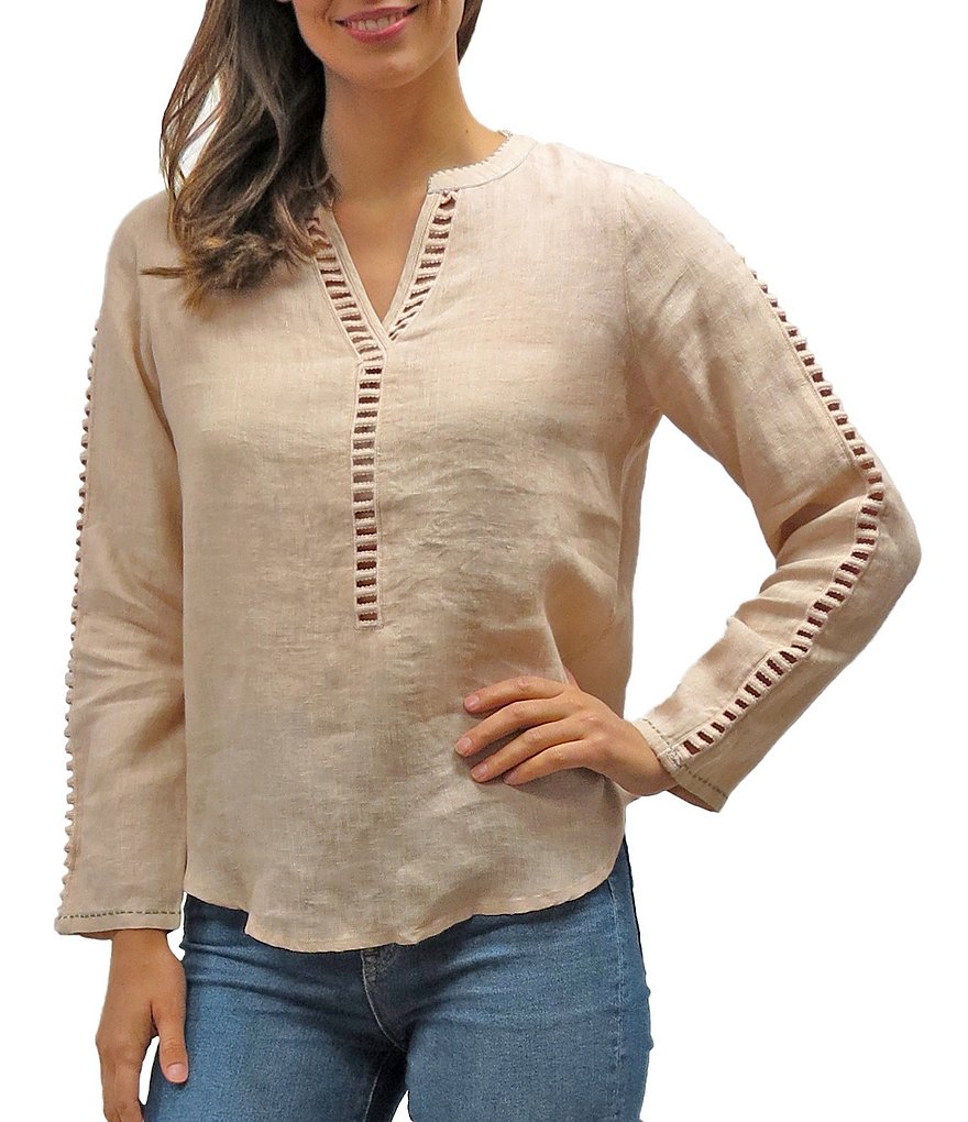 Karyn Seo Hazel Lattice Lace Linen Top