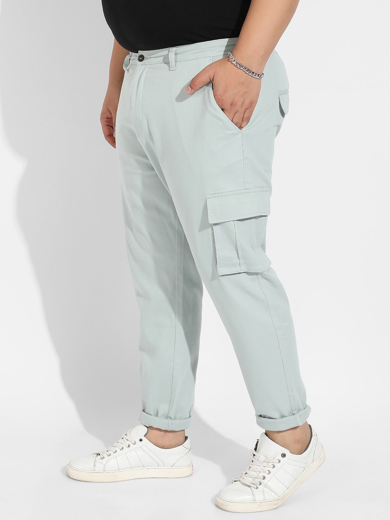 Instafab Plus Green Regular fit Plus Size Cargos