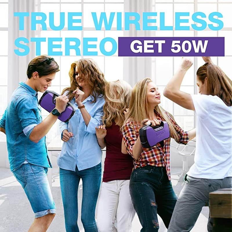 Waterproof Bluetooth Speaker, 40-Hour Playtime Wireless Outdoor Speakers, 25W Rich Bass Impressive Sound, Stereo Pairing, Built-in Mic, 100ft Bluetooth for Home Party(9.5 x 3.4 x 6.5 inches)