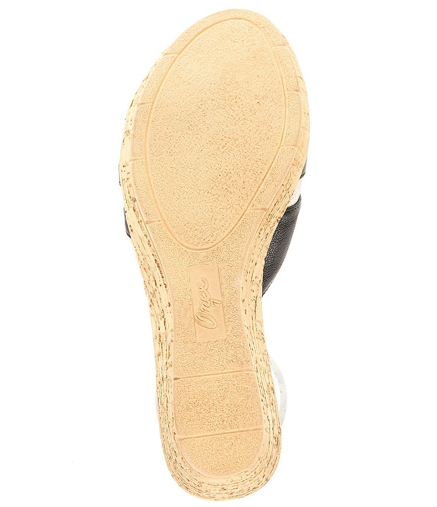Onex Linen Blanche Leather Wedge Sandals