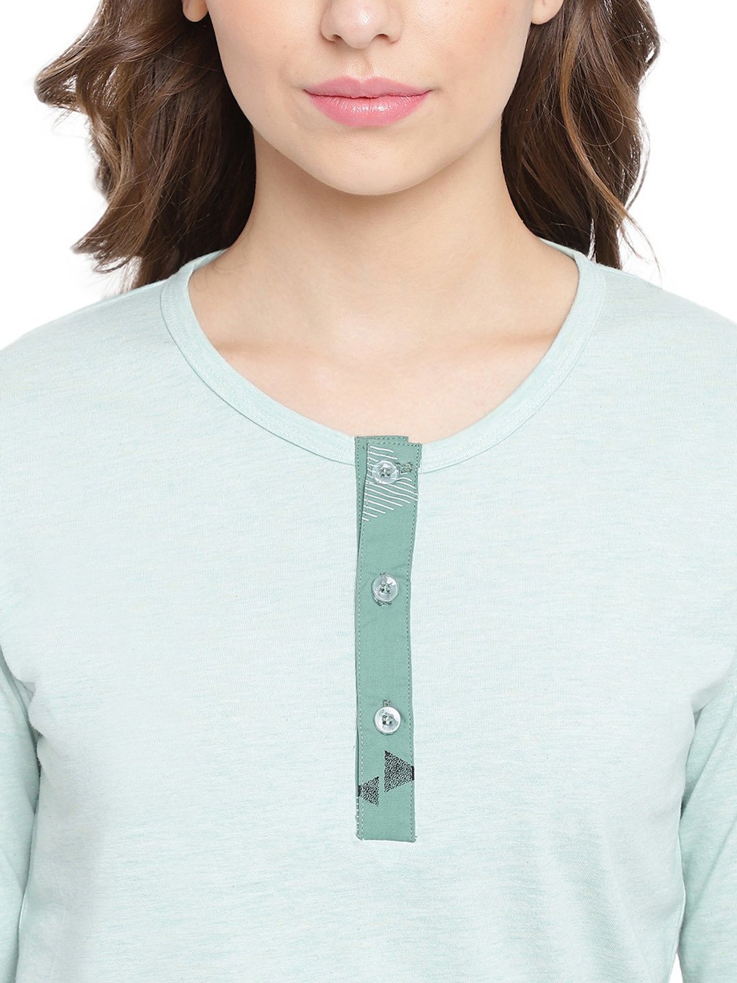 La Intimo Green Printed T-Shirt With Shorts