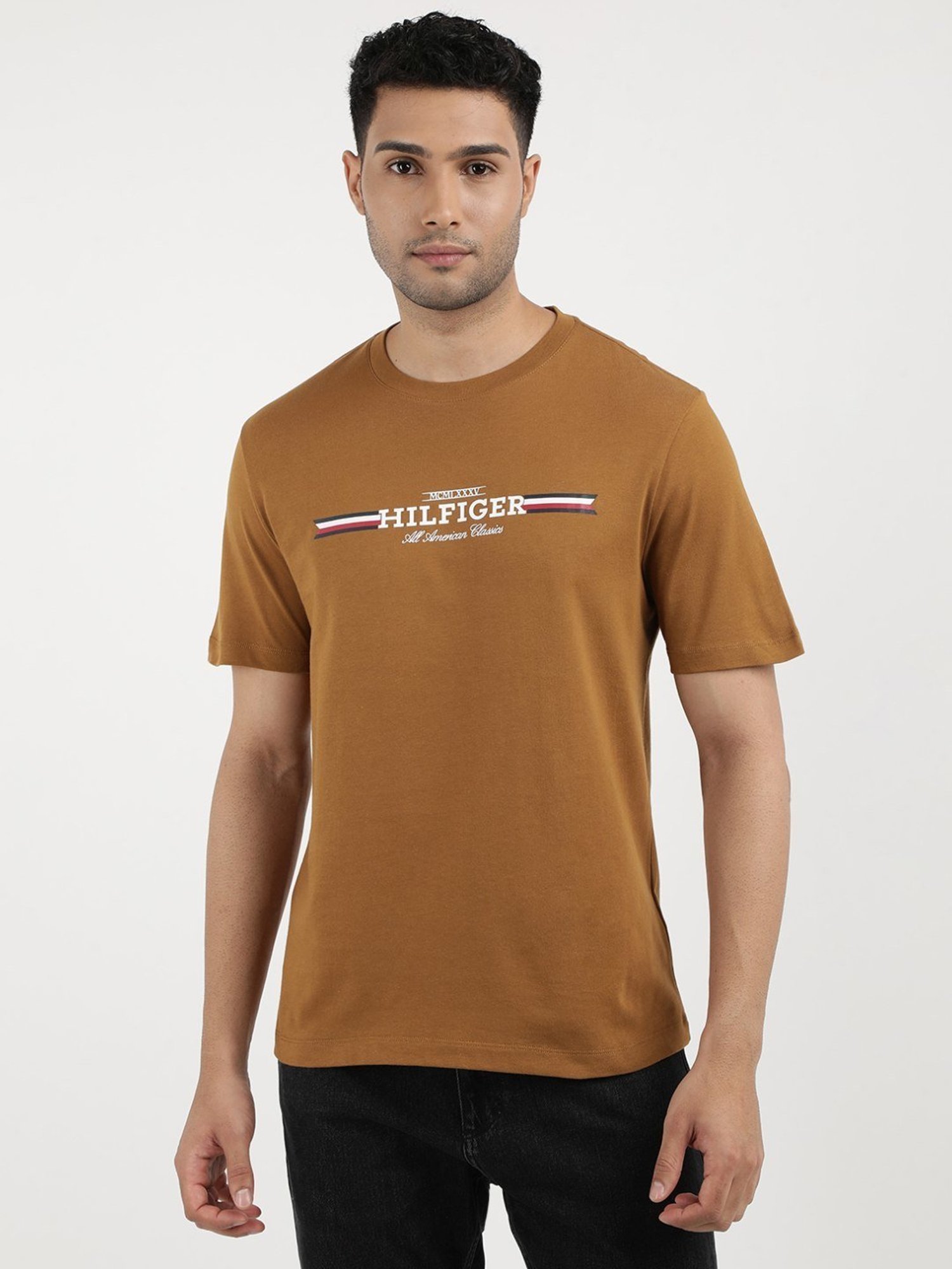 Tommy Hilfiger Country Brown Cotton Regular Fit Printed T-Shirt