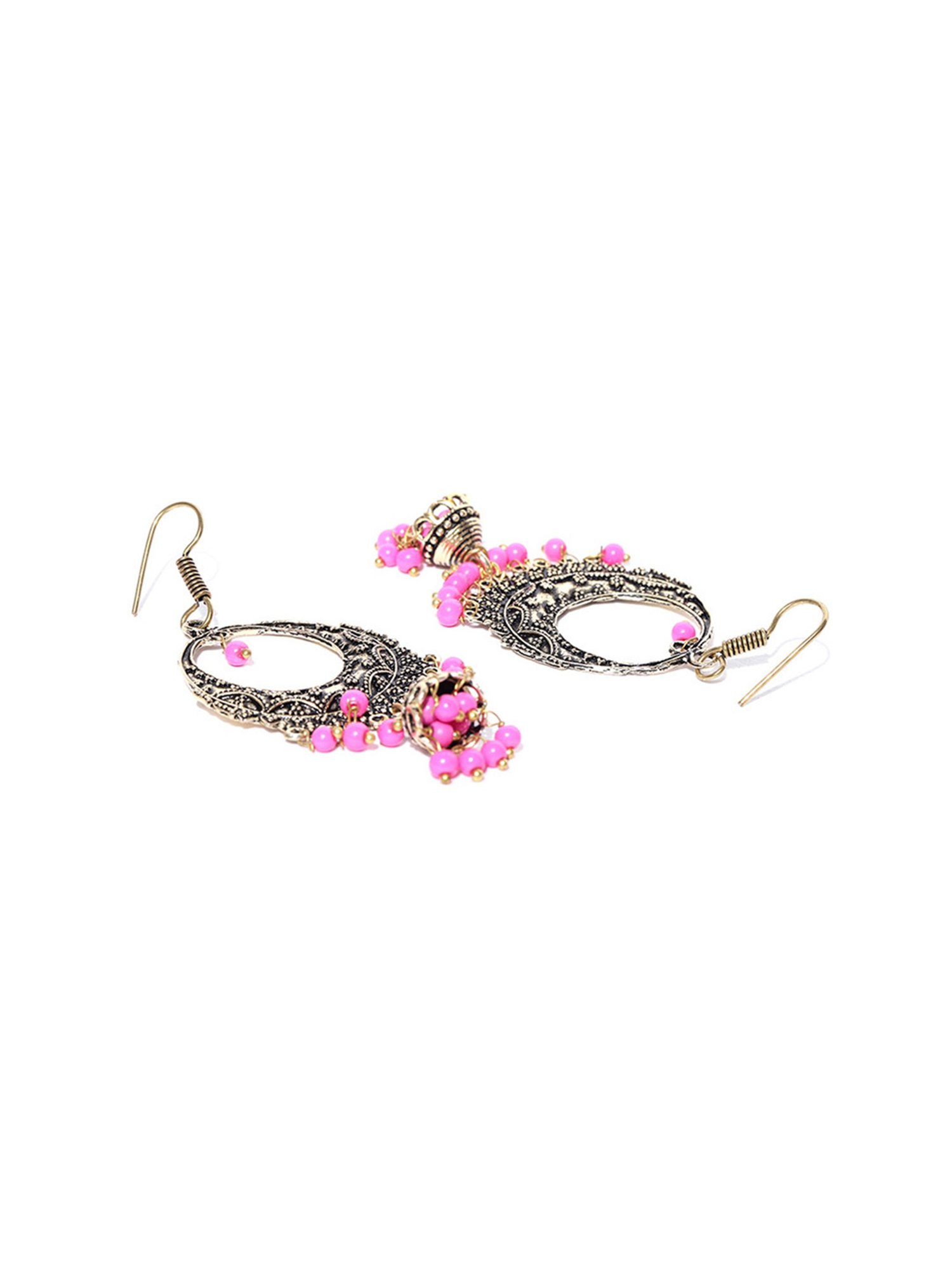 Priyaasi Pink & Golden Chand Bali Earrings
