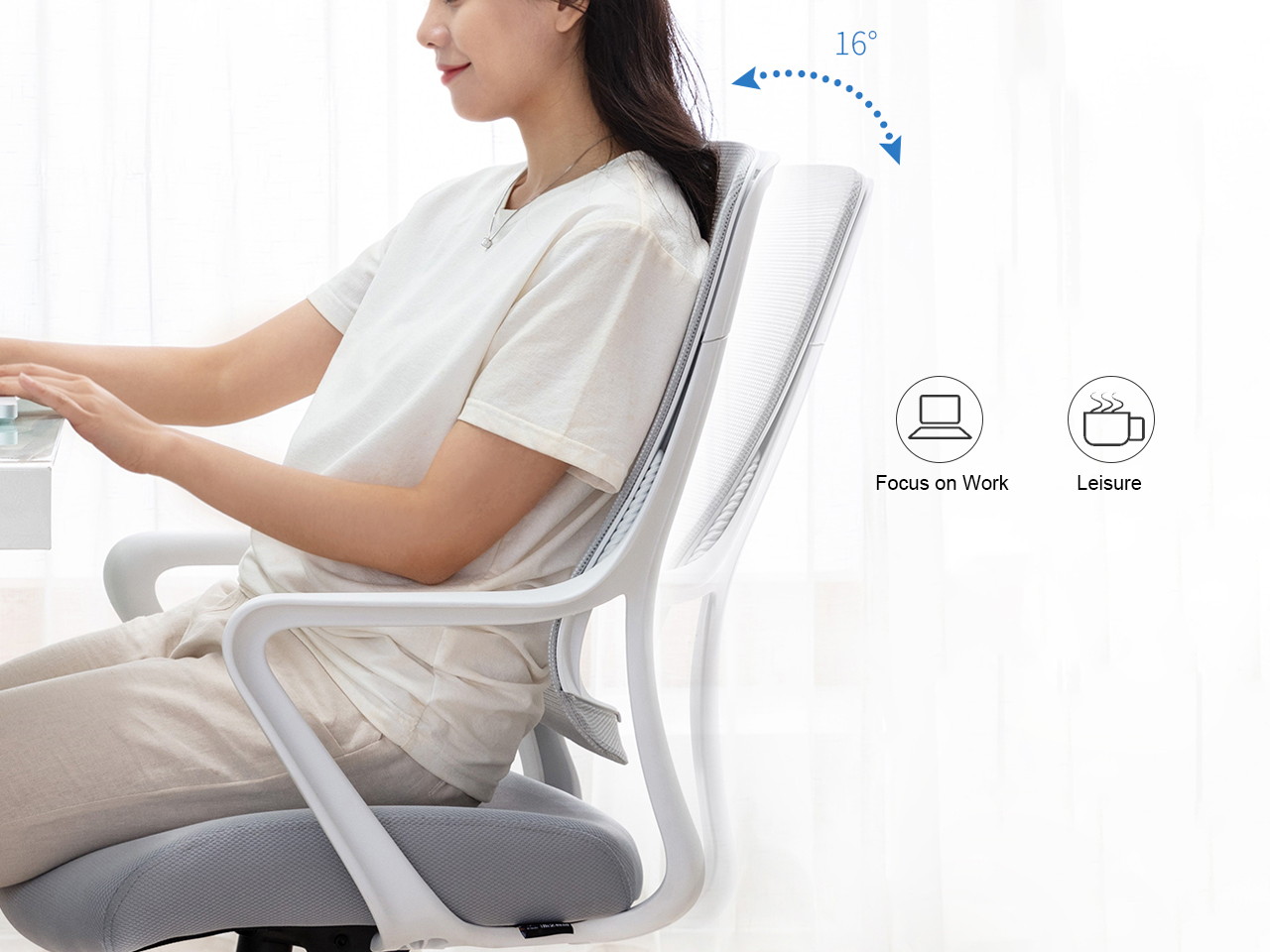 Ergonomic Office Chair with Lumbar Support, Height-adjustable Mesh Chair, Swivel Desk Chair with Armrests for Home Office