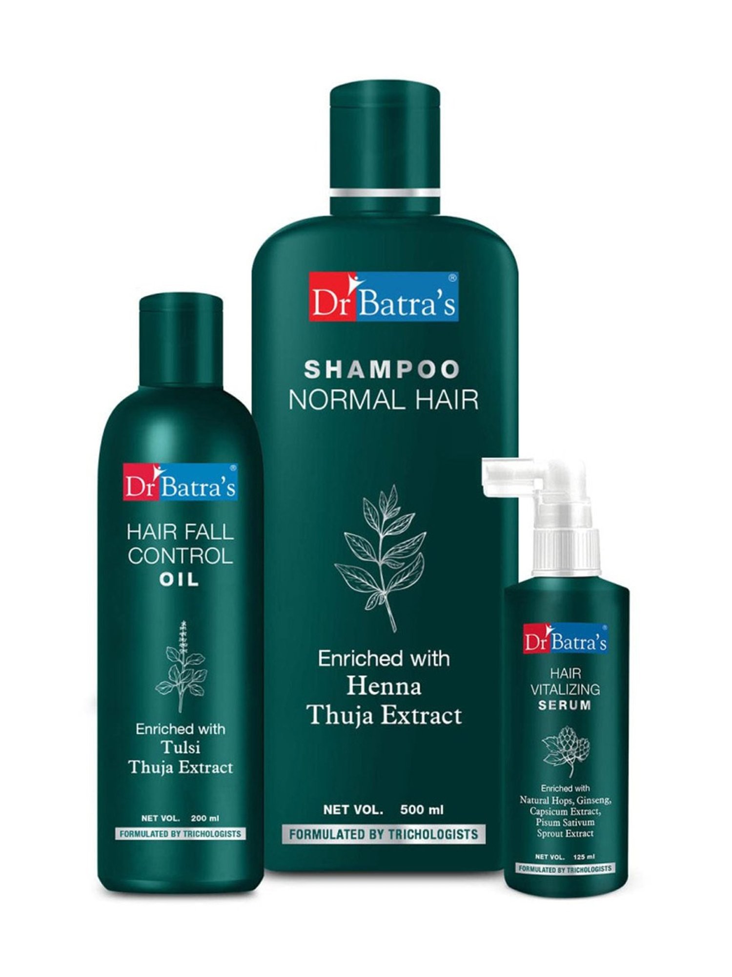 Dr. Batra's Hair Vitalizing Serum, Normal Shampoo & Hair Fall Control Oil
