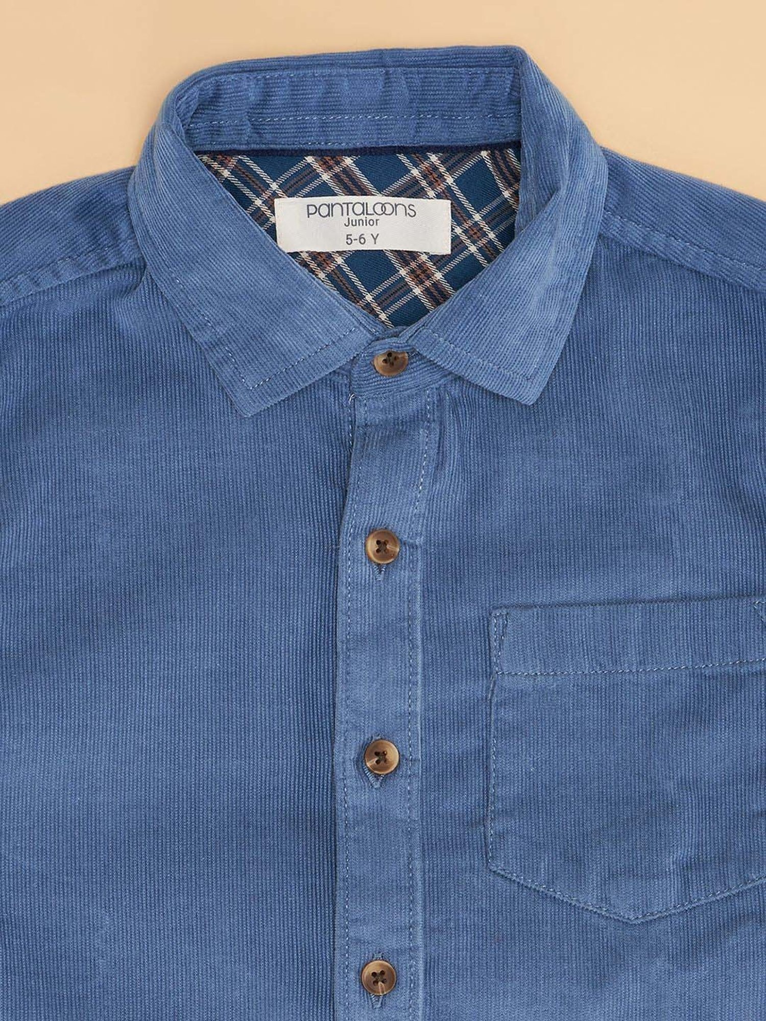 Mothercare Kids Blue Cotton Self Pattern Full Sleeves Shirt