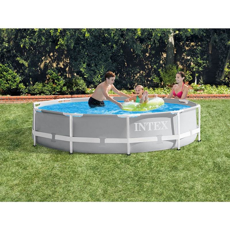 Intex 28206EH 10 Feet x 30 Inch Metal Frame Outdoor Backyard Above Ground Circular Beachside Swimming Pool with Pool Care 3 Inch Chlorine Tabs, 50 lbs