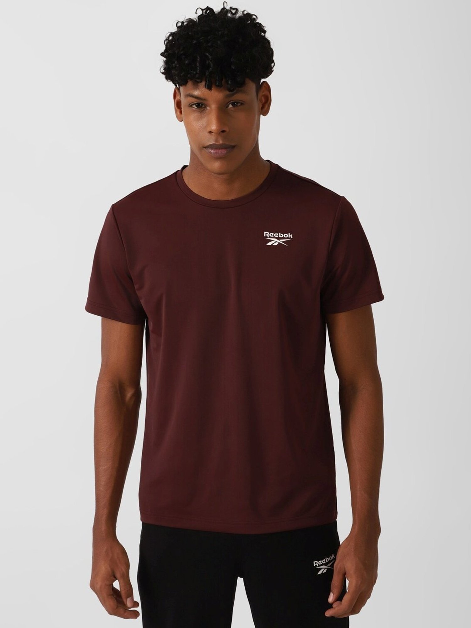 Reebok Maroon Slim Fit Sports T-Shirt