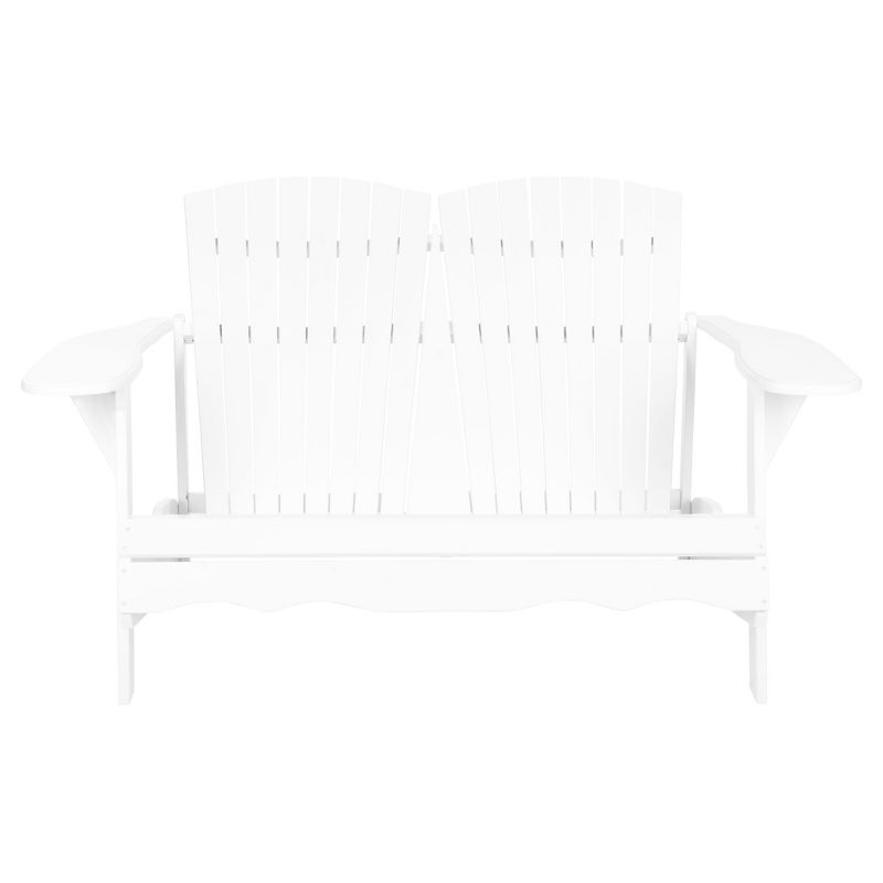 Salinas Wood 3-Seater Patio Adirondack Bench - White - Safavieh