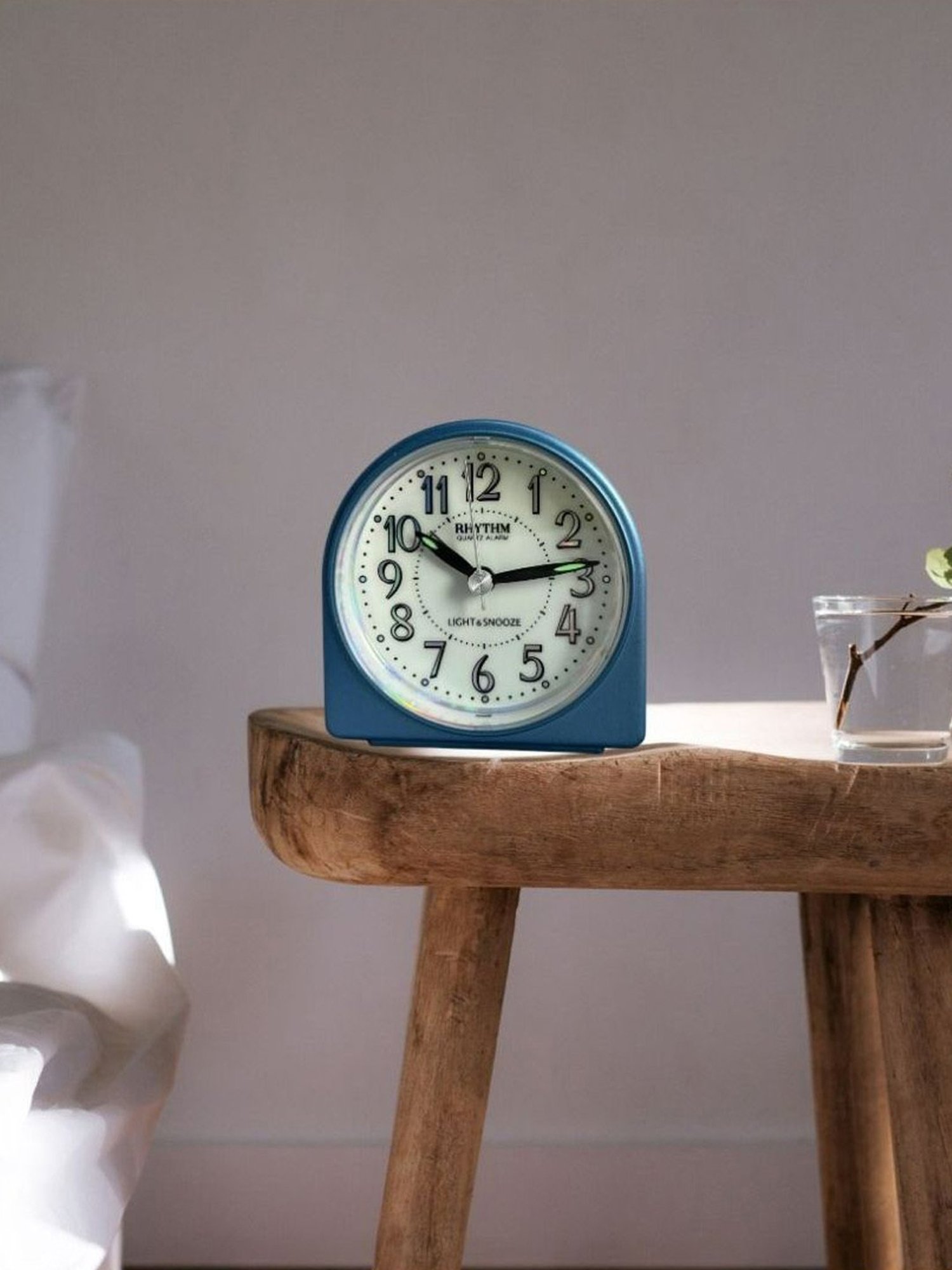 RHYTHM Elegant Square Blue Plastic Table or Desk Clock